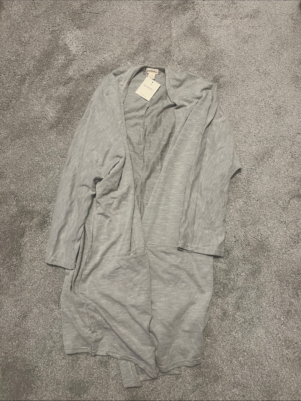 NWT Donni Lightweight Ribbed Open Sandwash Cardigan - Light Gray